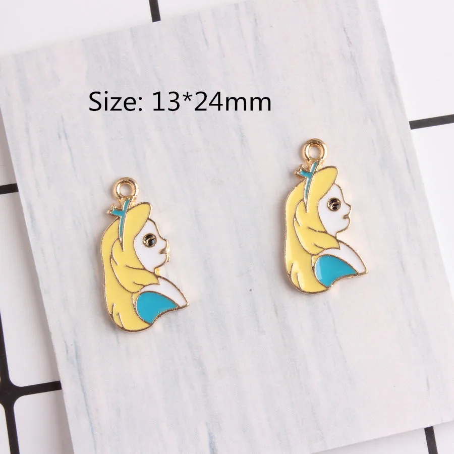 

20 шт./лот, очаровательные эмалированные подвески для девочек, подвески из сплава для DIY, женское ожерелье, браслет, подвеска, ювелирное издел...