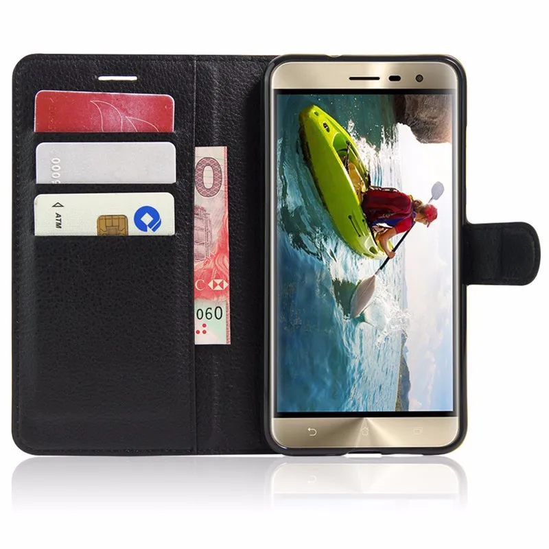 Модный кожаный чехол кошелек с личи для Asus Zenfone 3 ZE552KL защитный флип телефона