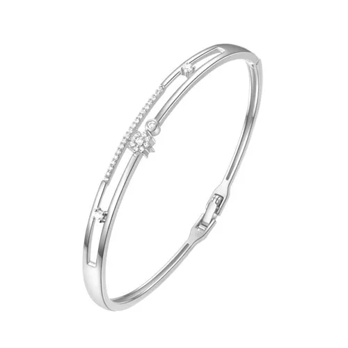 Platinum Plated E ювелирный Золотой Серебряный цветной браслет для женщин, браслеты со звездами, Ручная инкрустация фианитами - Окраска металла: Platinum Plated