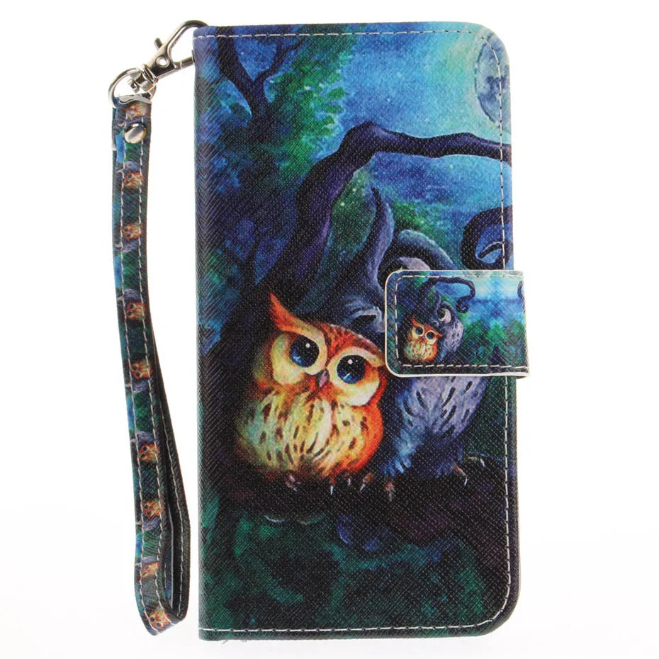 Luxury Leather Phone Case For huawei P8 P9 Lite 2017 Cartoon pattern Print Flip Cover with Card Slots Shell | Мобильные телефоны и
