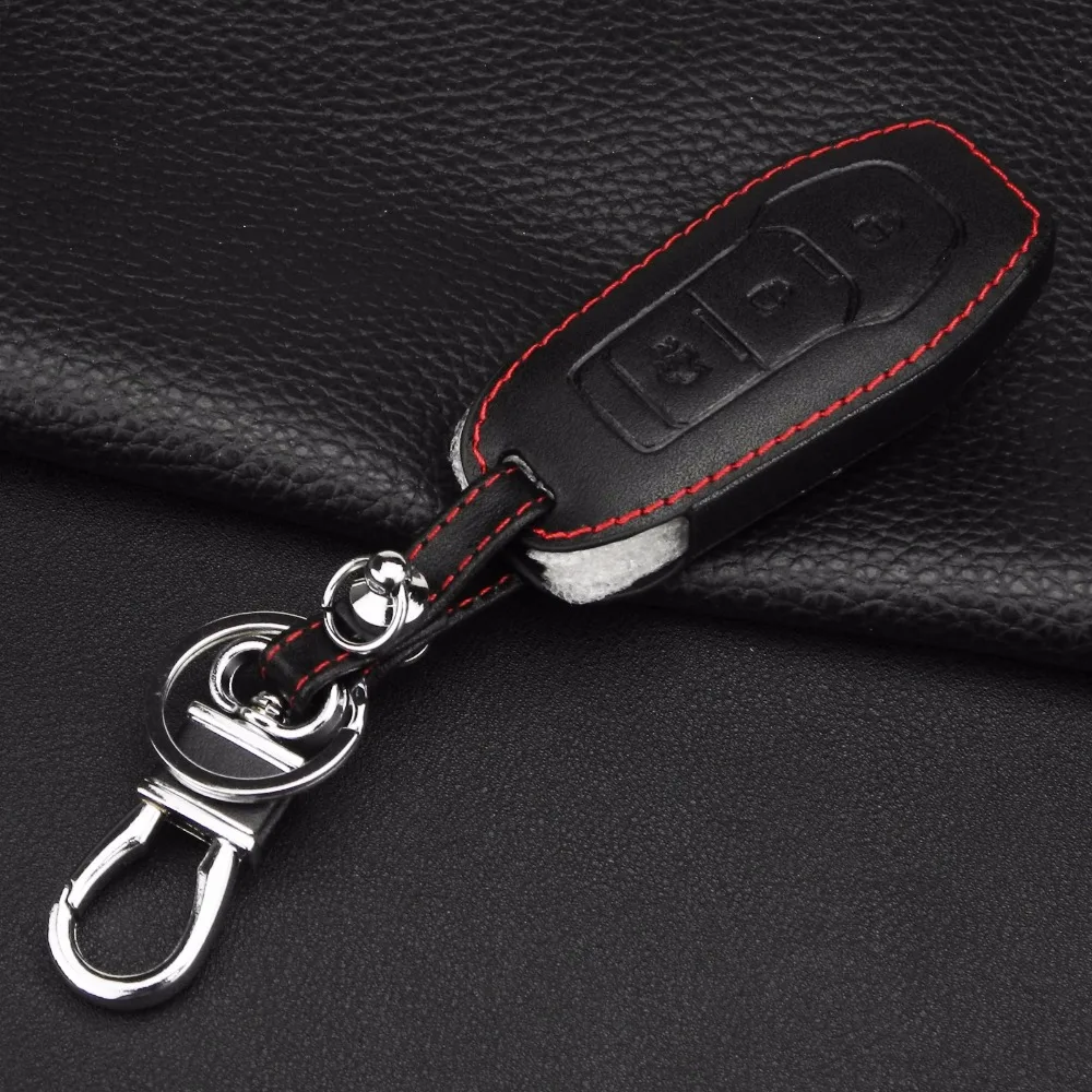 Чехол jingyuqin для автомобильного ключа с 3 кнопками кожаный чехол Ford Mustang Taurus New Mondeo
