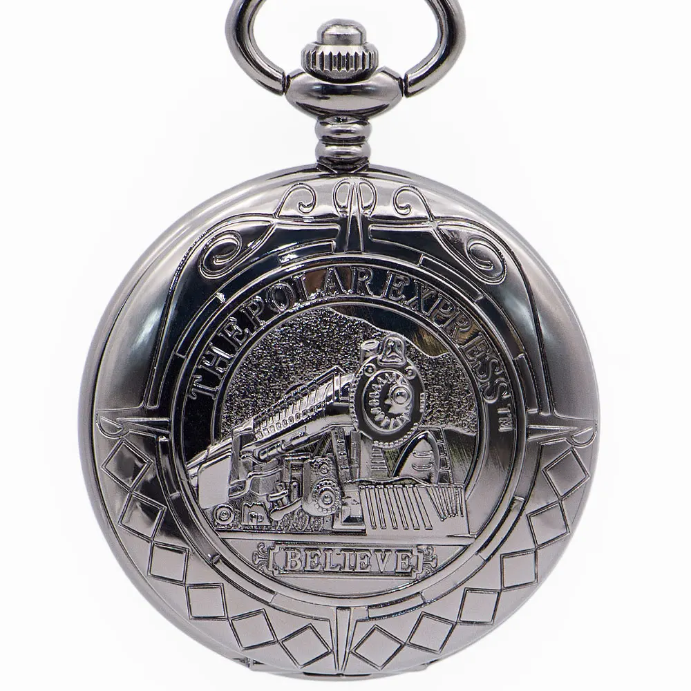 

Top Brand Vintage Retro Locomotive Steampunk Mechanical Pocket Watch Men Necklace Pendant Black Dial with Fob Chain PJX1356