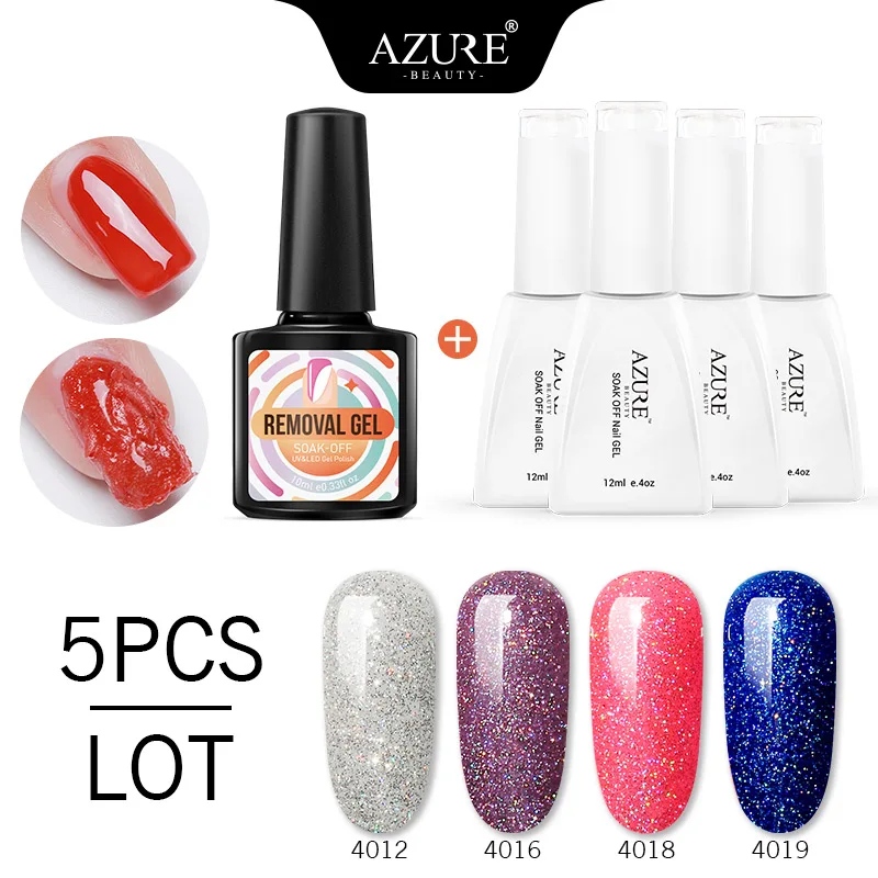 Радужный Гель лак Azure Beauty 5 шт./лот неоновый Блестящий блестящий гель для удаления
