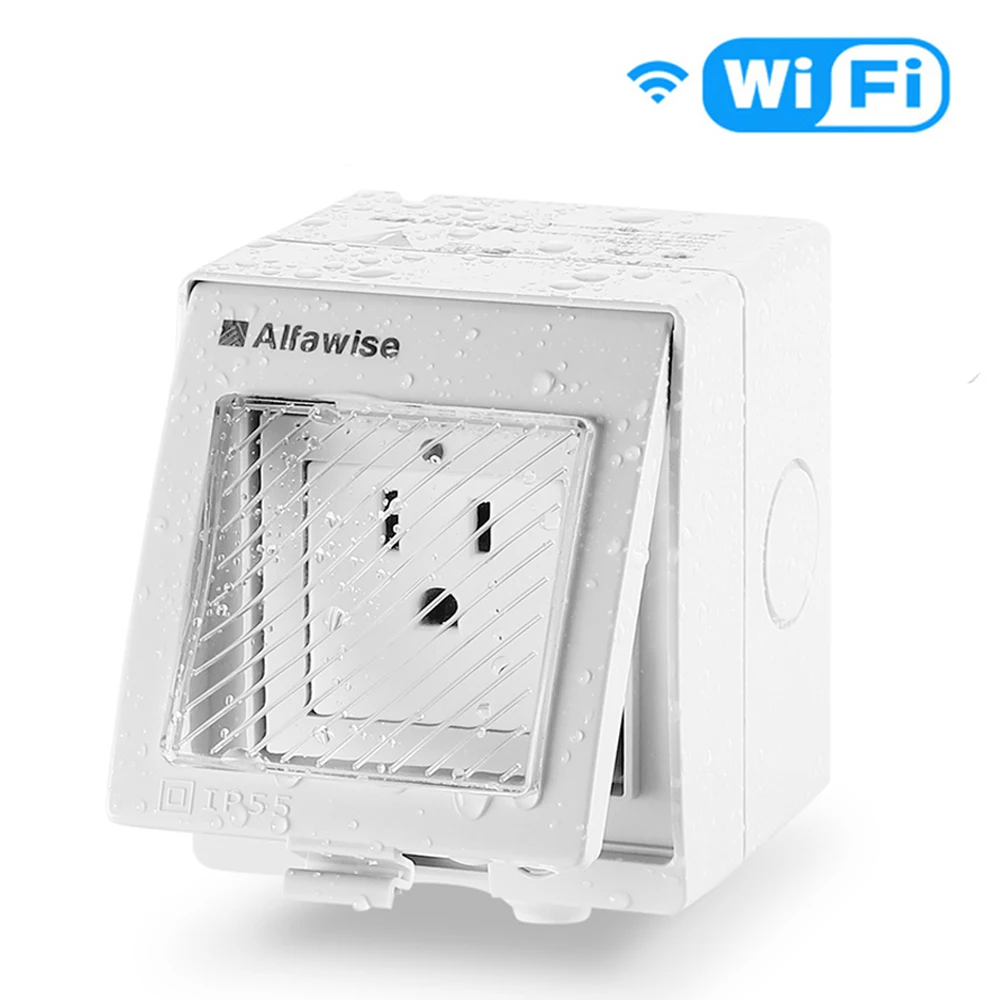 Alfawise wifi умная настенная розетка США Великобритания вилка IP55 Водонепроницаемая наружная розетка приложение Удаленная розетка электрическая розетка