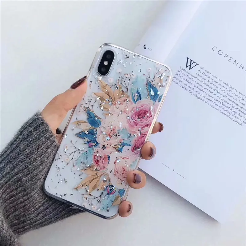 DISCASE свежий золото клей для фольги чехол iphone XS MAX XR Мода блеск цветок Soft Shell X 8 7 6 6s
