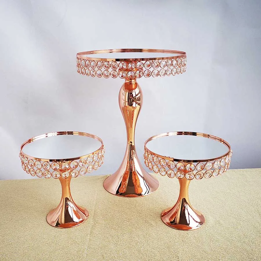 1pcs L 2pcs S 5 шт./компл. розовое золото Торт Стенд Набор Зеркало кекс Свадебные настольные украшения - Цвет: 1pcs L 2pcs S