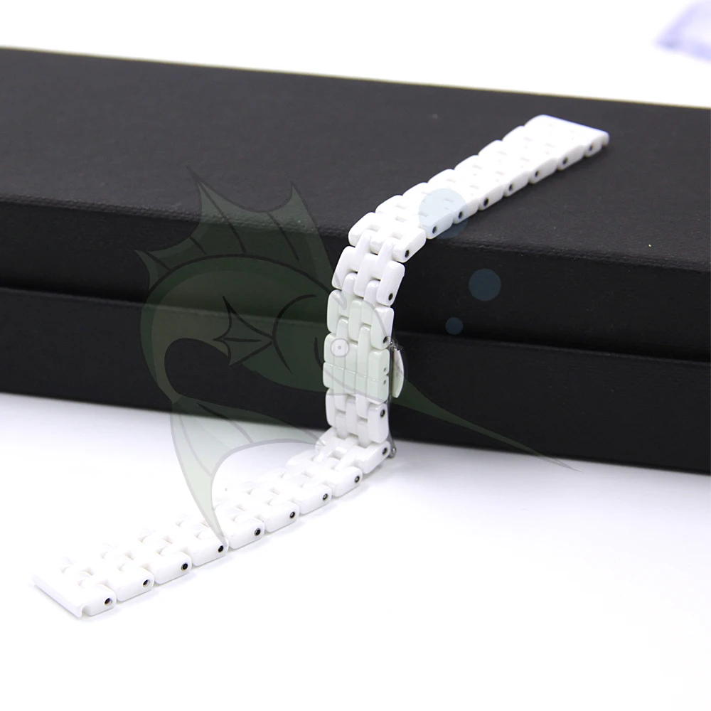 Ремешок для часов белый керамический 14 мм с пряжкой бабочкой|Ремешки часов| |