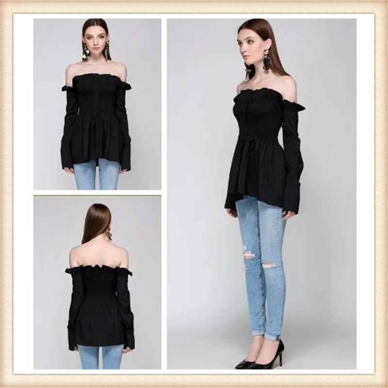 Блузка женская с длинным рукавом белая|button blouse|blouse fashionfashion blouses |