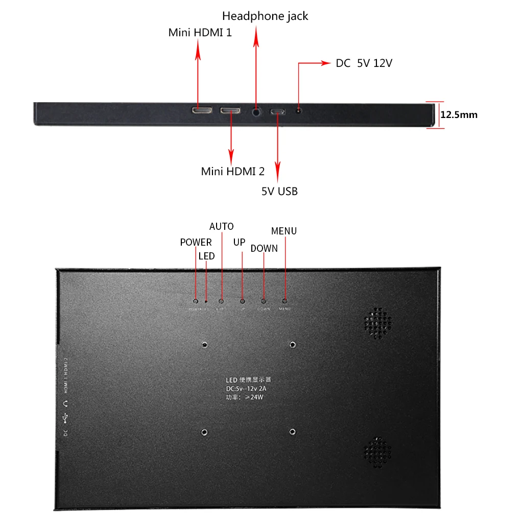 10.1 inch 2K Touch Screen ips Portable Gaming monitor pc LED LCD Display 11.6 small Mini HDMI Tablet Computer Monitor for PS3 4