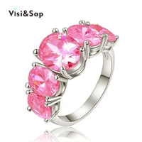 eleple pink stone jewellery ring aaa cz white gold color fashion jewelry rings for women engagement wedding accessories vsr159