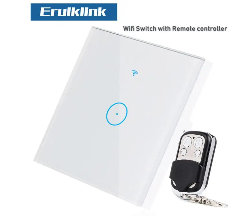 1Gang Switch with RC Wifi умный настенный сенсорный выключатель стеклянная панель ЕС стандартное приложение дистанционное управление работает с Amazon Alexa Google Home для умного дома - Цвет: 1Gang Switch with RC