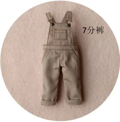 Новая Одежда для кукол Blyth, модная короткая футболка/комбинезон, комбинезон для куклы, одежда для 1/6, аксессуары для кукол(fit ob24 azone blyh 1/6 Doll - Цвет: Khaki bib pant