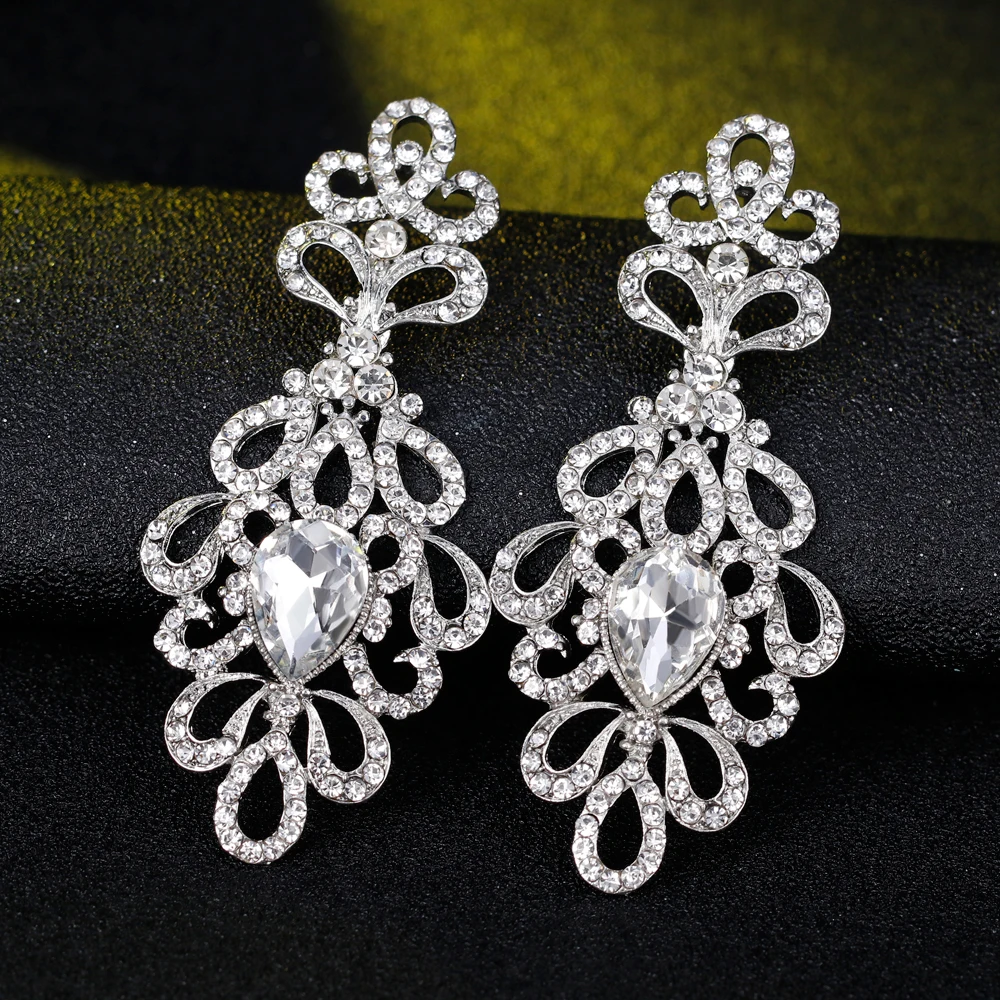 Элегантные Серьги невесты со стразами и камнями для женщин девочек свадебные