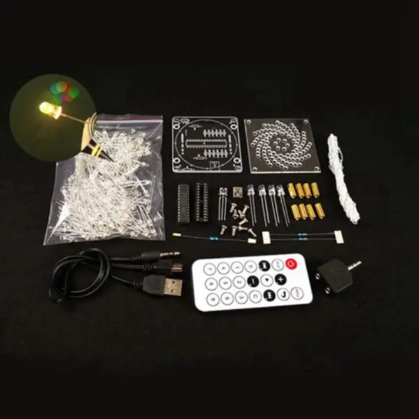 DIY светодиодный светильник куб Кантонская башня Набор беспроводной пульт дистанционного управления электронный набор музыкальный спектр паяльные наборы DIY тренировка мозга