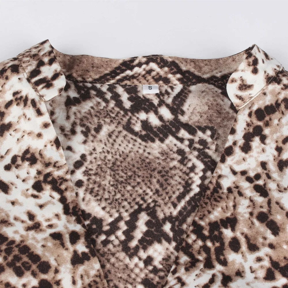 Modecrash Женская Сексуальная Блузка с принтом змеи женская рубашка длинными