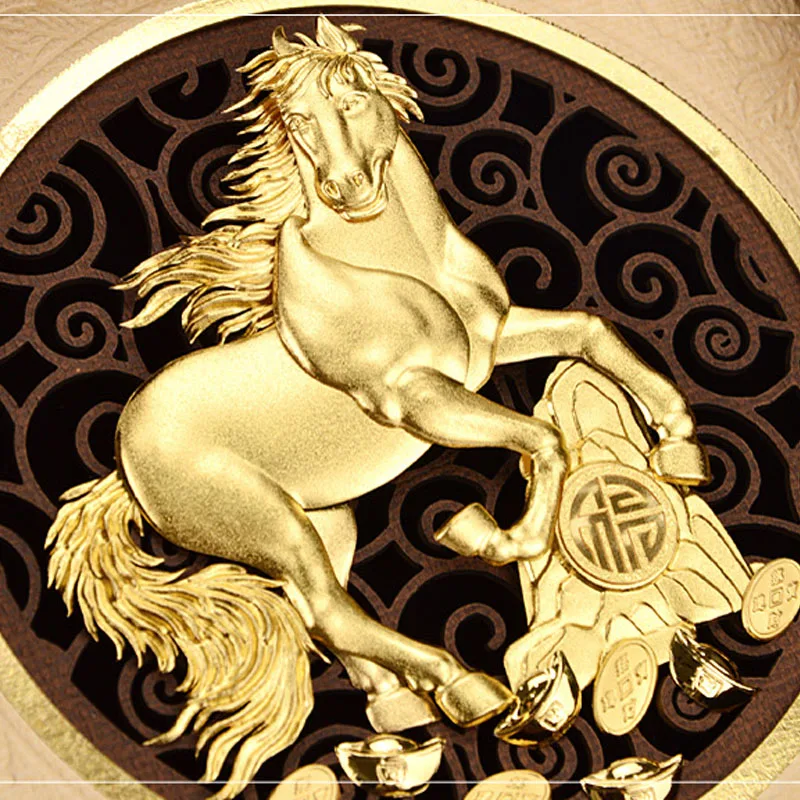 

Success Horse Pictures Chinese Traditional Gold Leaf Painting Wall Art pictures for Living room Home Decor Crafts Business gifts