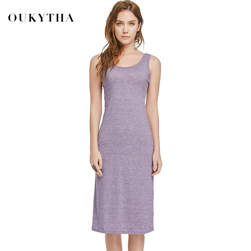 Женское длинное платье Oukytha повседневное облегающее жилет без рукавов модель Q15210