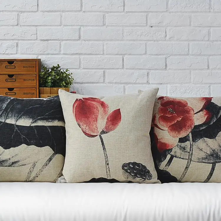 Креативные Современные Ретро диванные подушки из красного дерева хлопковые с