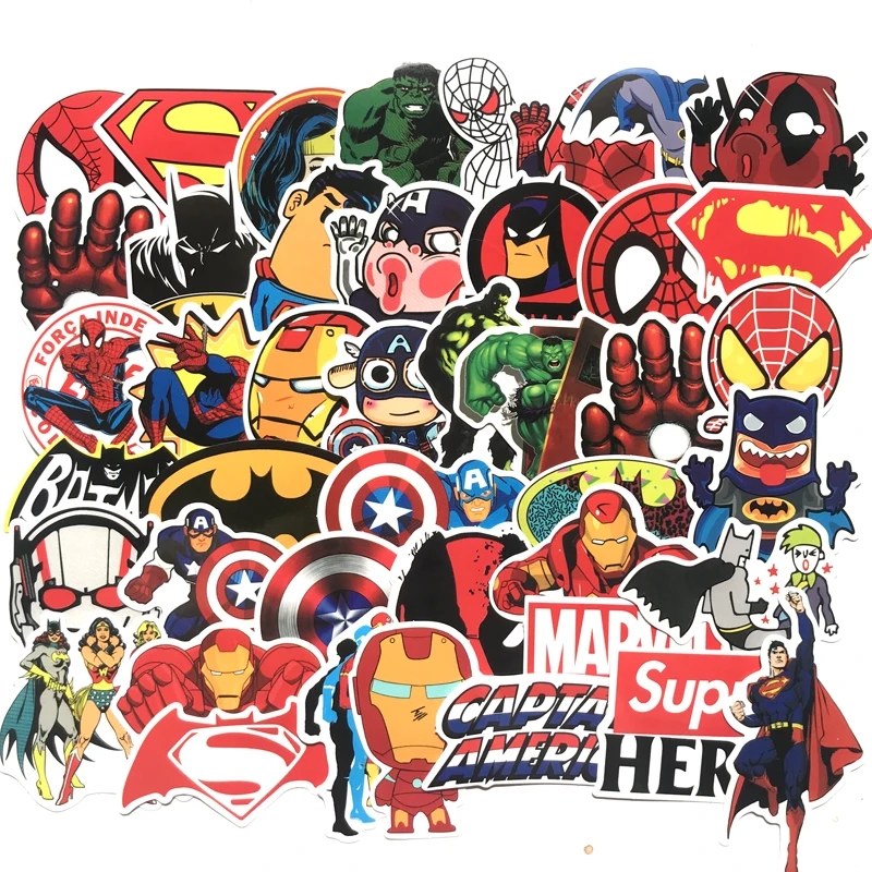 50 шт./лот милые игрушки водостойкие наклейки аниме MARVEL граффити герой DC | Наклейки для творчества -32960106991