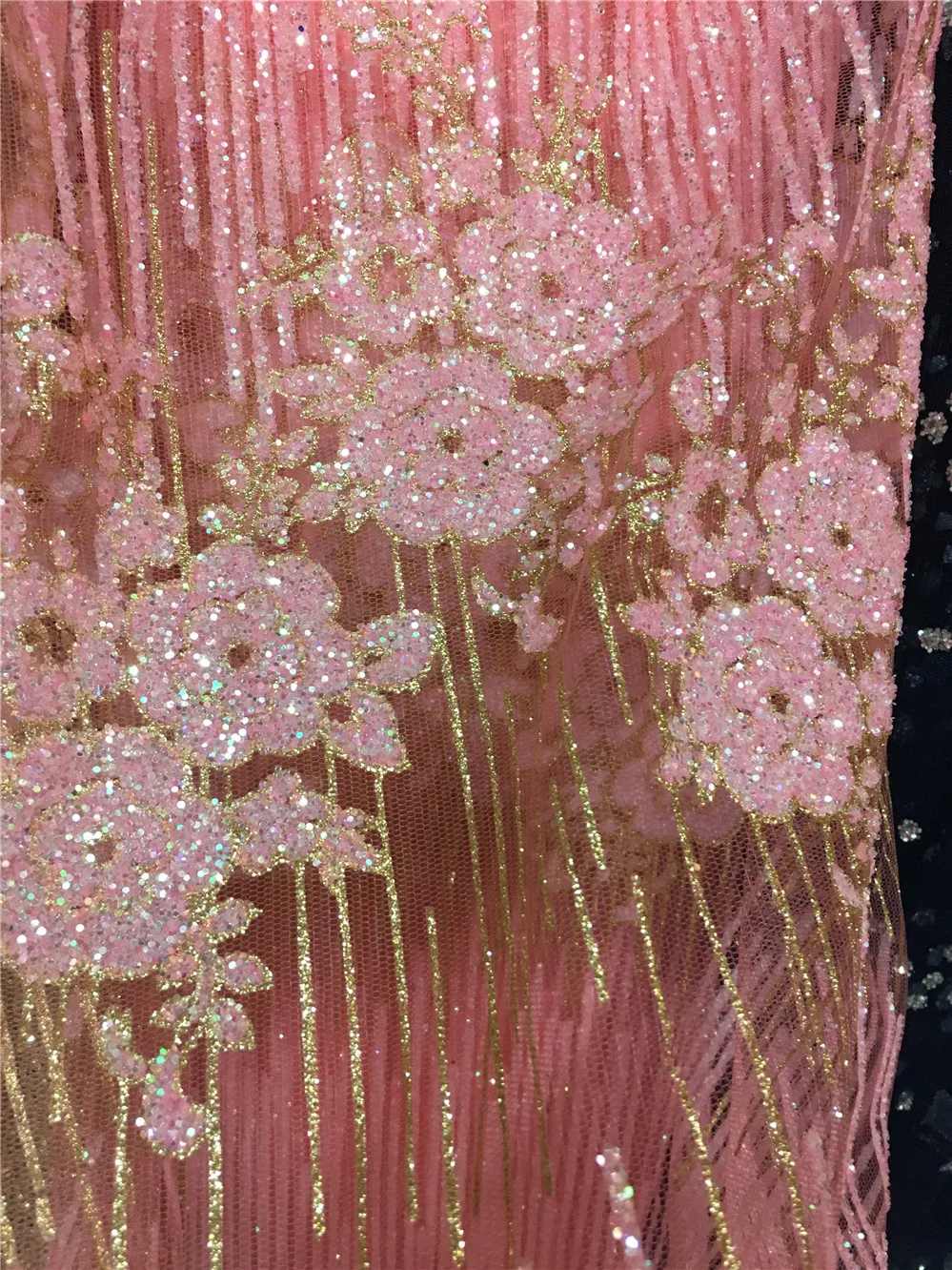 2017 персиковый цвет блестящая африканская французская кружевная ткань Высокое