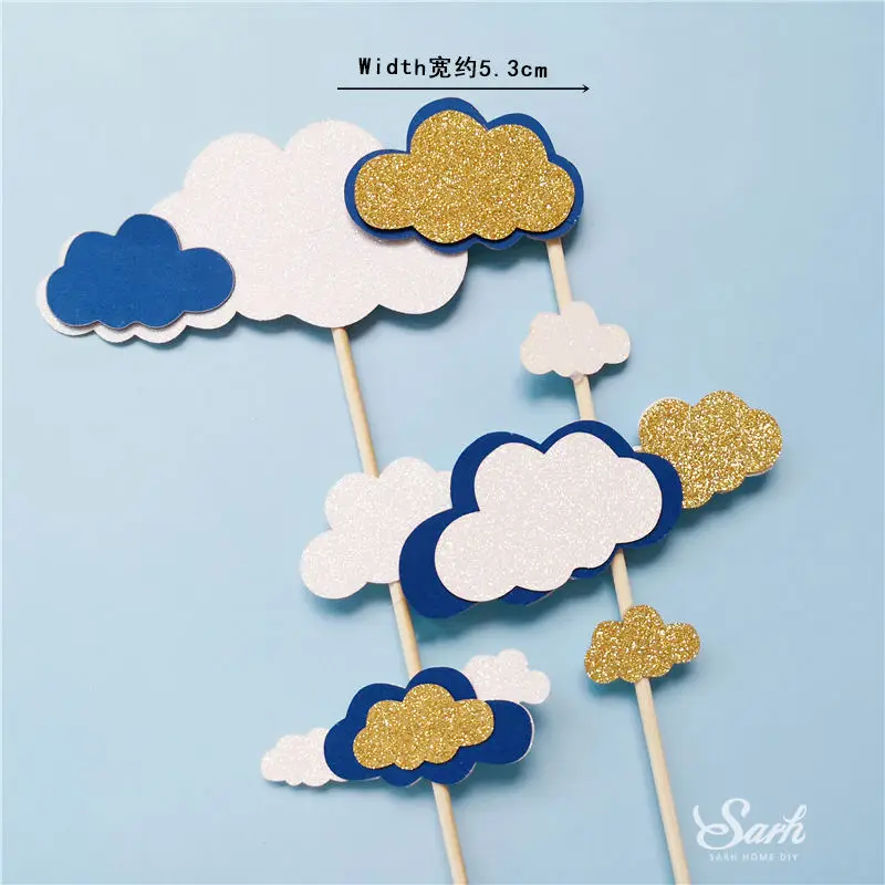 Gold white cloud set Bling Rocket торт Топпер астронавт мальчик девочка украшение счастливый день детей день рождения День Святого Валентина поставки сладкий подарок - Цвет: Gold white cloud set