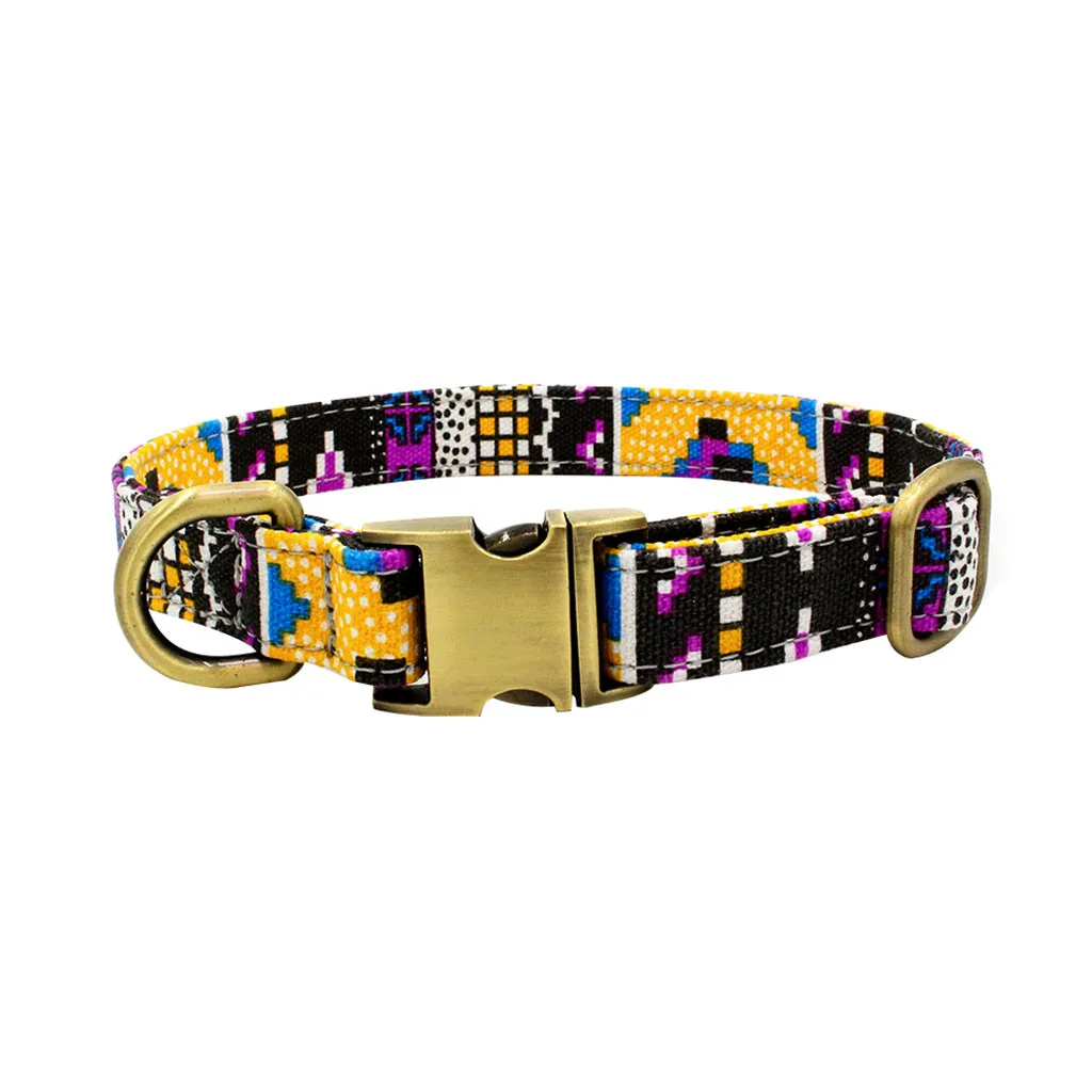 Dog Collar Lettering Pet Collar Bohemian Buckle retro Dog Cat Collar Pet Supplies accessories Cloth+Metal dropshipping Z620