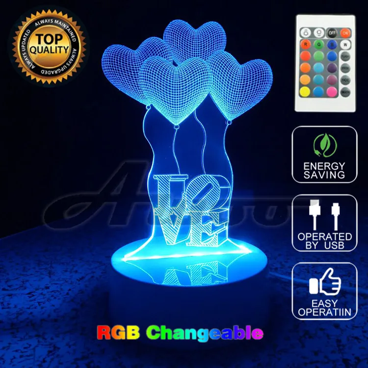 3D Иллюзия Glow партия Декор лампы с пульта дистанционного управления touch