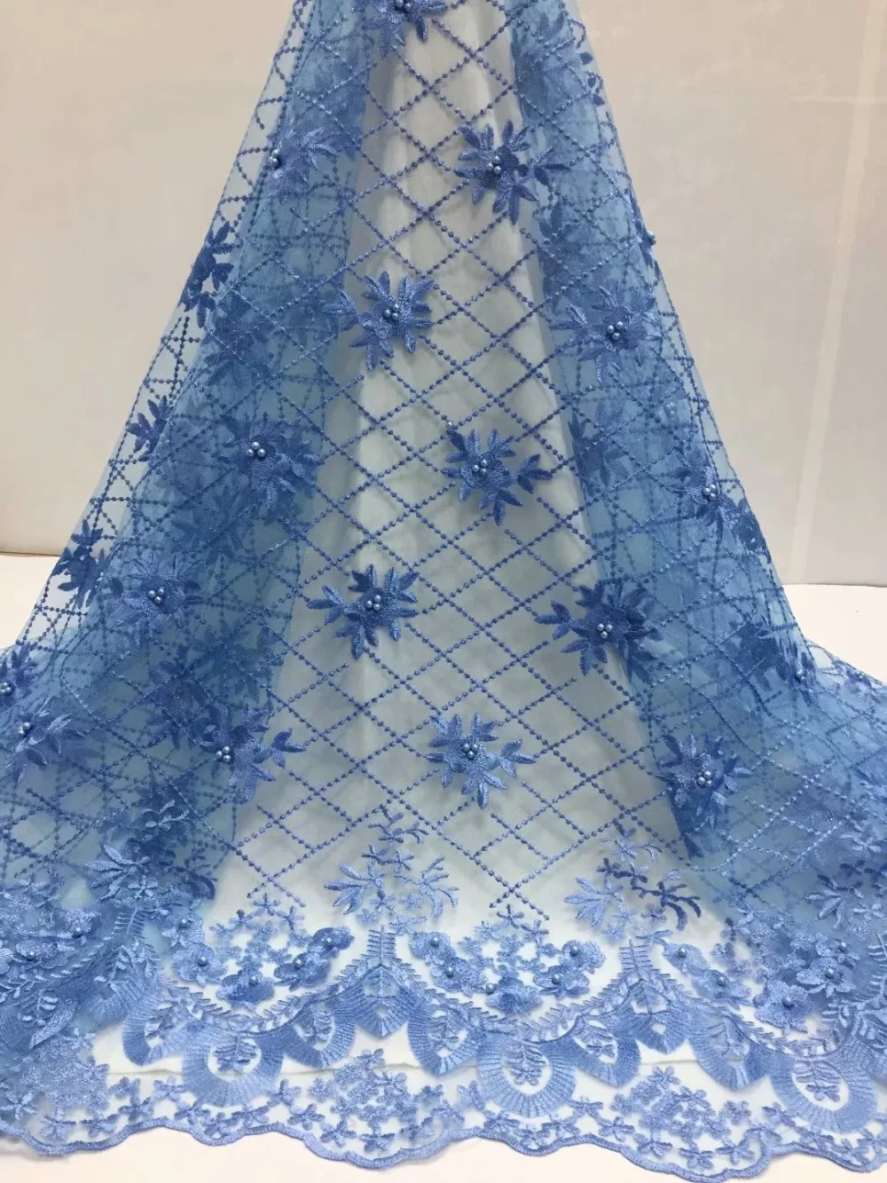 Африканская кружевная ткань с 3D цветком и пером высокое качество нигерийское