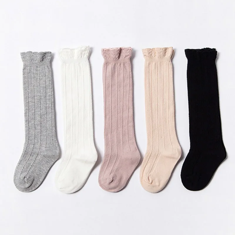 Мягкие хлопковые вязаные носки для малышей Гольфы с дырочками детские летние