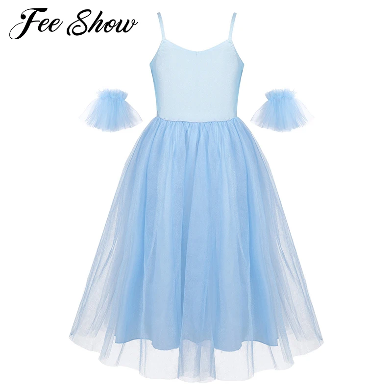 Детское профессиональное балетное платье-пачка на тонких бретельках для девочек