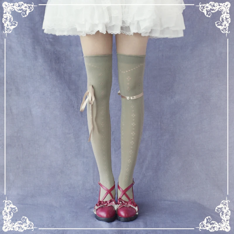 Princess sweet lolita stockings Japanese Sweet Hollowed-out Tie with Butterfly Knee stockings Lolita Lovely stockings WXL094