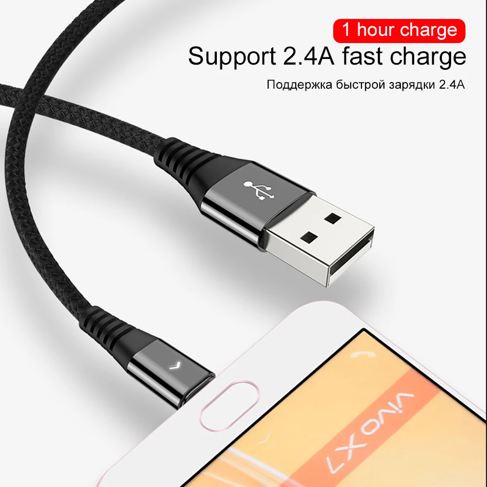 OLAF Microusb кабель светодиодный светильник 2.4A Быстрая зарядка Micro USB кабель для передачи данных для samsung S7 S6 xiaomi android кабели для мобильных телефонов шнур