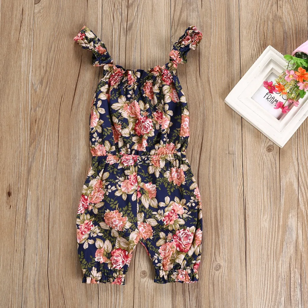 Мода 2019 Одежда для новорожденных девочек Цветочный комбинезон Милый Летний без