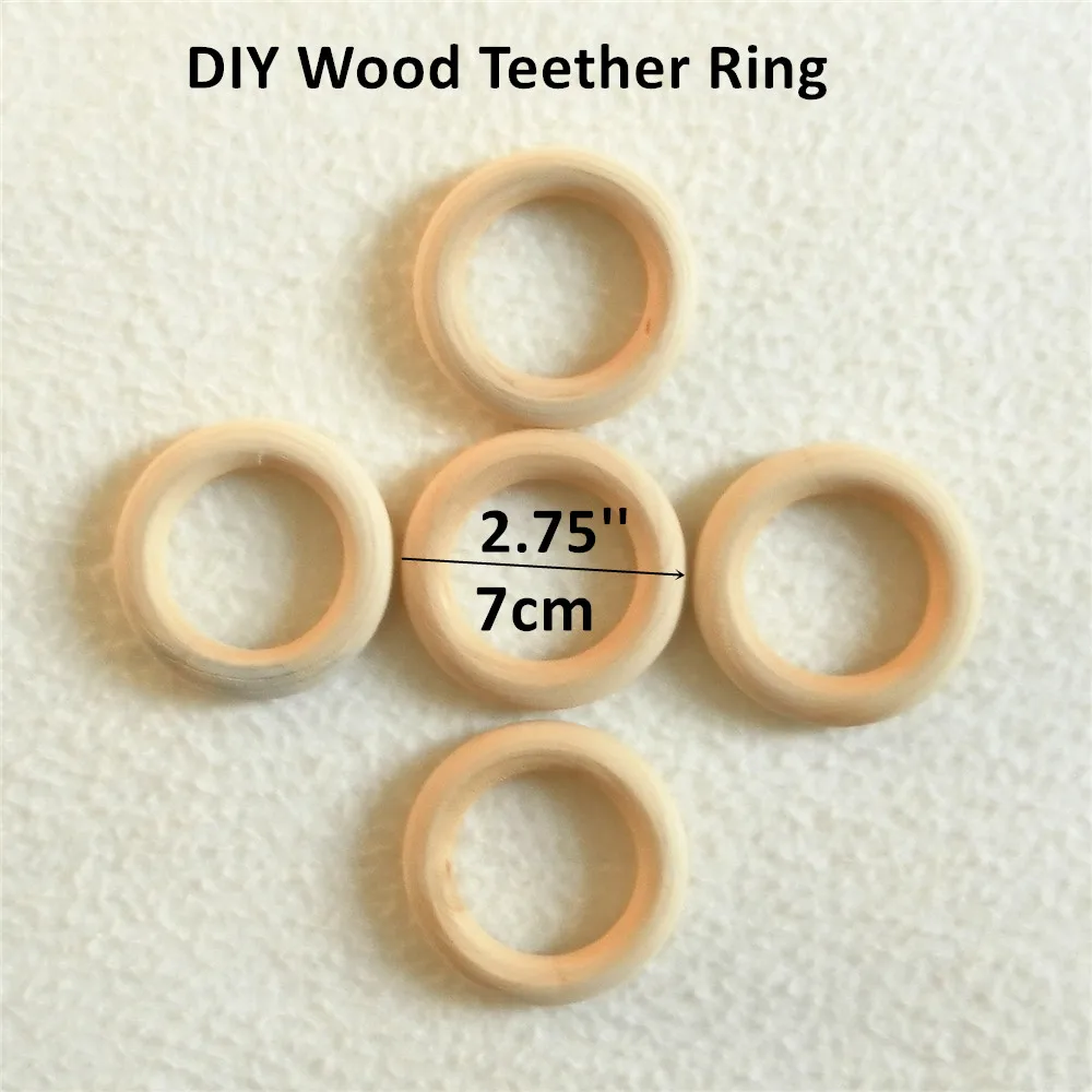 

Chengkai 50pcs 70mm 2.75'' Nature Wooded Baby Pacifier Dummy Teether Ring Infant Teethering Jewelry Toss Games 7cm 2.5 inch