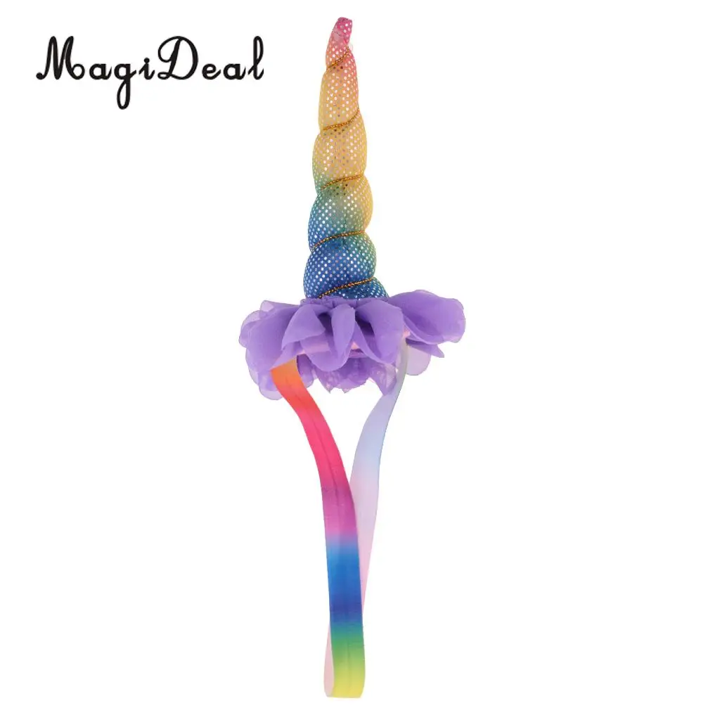 Quality Decorative Magical Rainbow Unicorn Horn Headband Adult Kids Colorful Elastic Hairband Costume Fancy Dress | Дом и сад