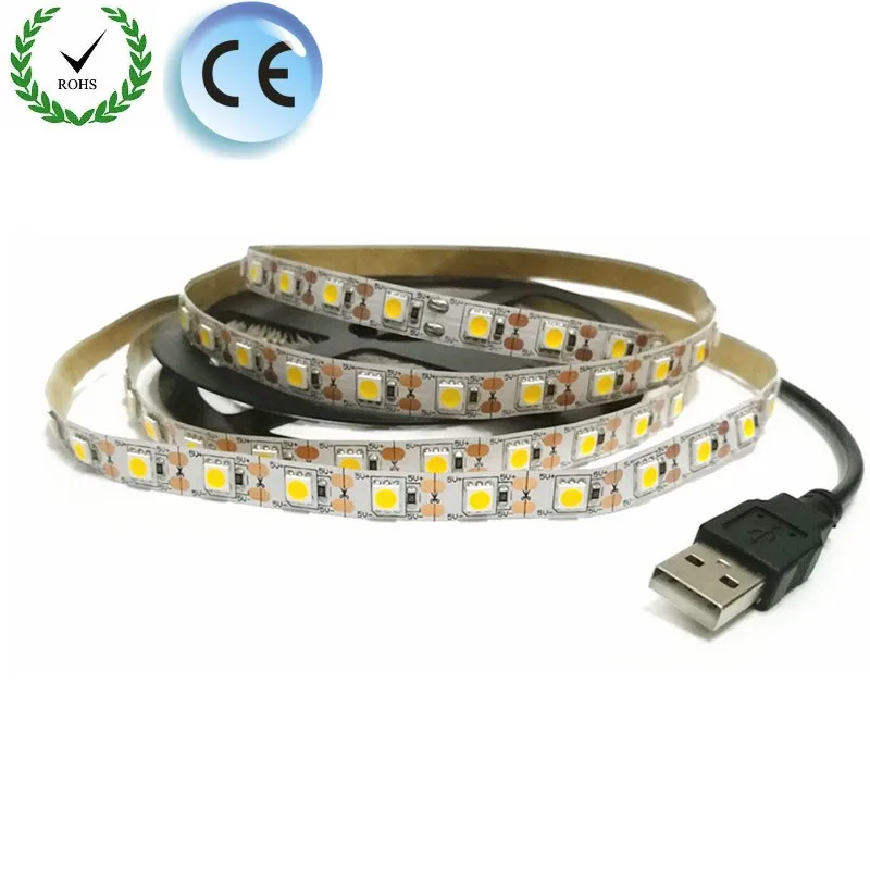 USB 5В СВЕТОДИОДНАЯ лента SMD 2835 1 м 2 3 4 5 24KEY RGB зеленый красный синий Рождественский