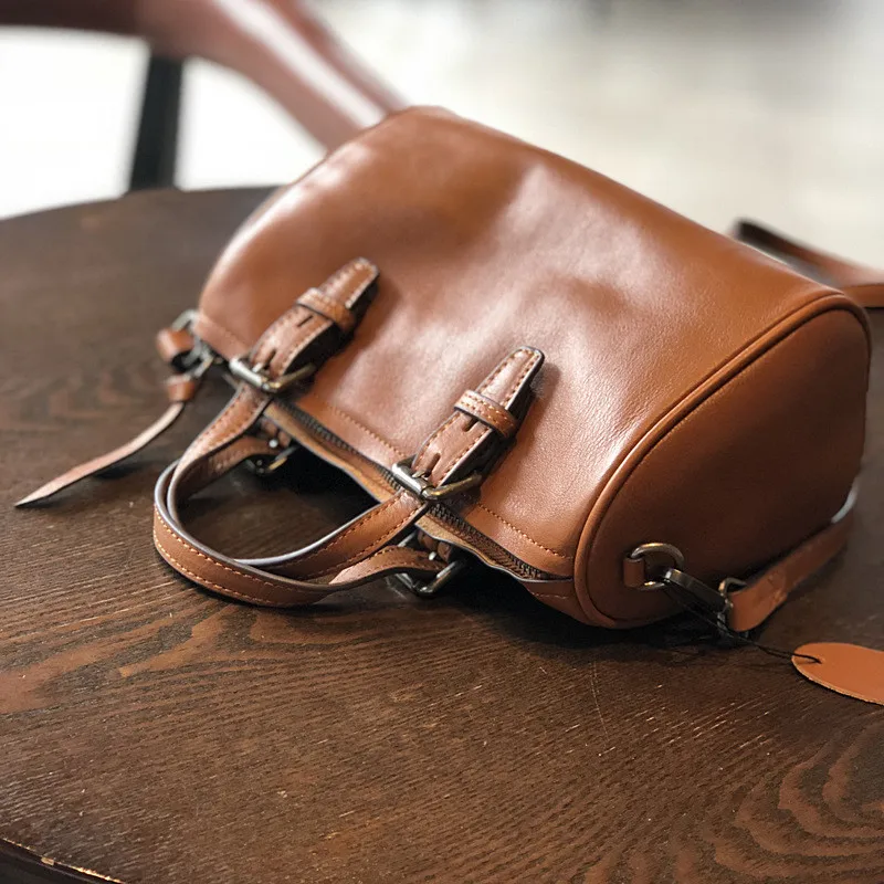 PNDME vintage fashion simple soft genuine leather ladies handbag designer handmade cowhide women's shoulder crossbody bags
