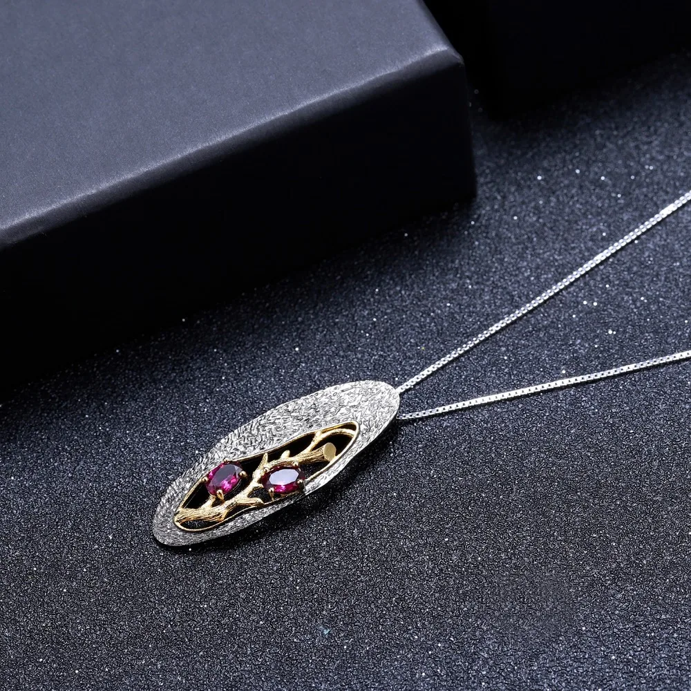 Ювелирный балет, 1.2Ct, натуральный родолит, гранат, массивная подвеска, 925 пробы, серебро, оригинальная подвеска ручной работы, ожерелье для женщин