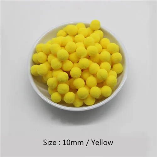 C 5 yellow Помпон 10 мм многоцветный мех плюшевый шар для поделок DIY мягкий Свадебный венок украшение дома Одежда для шитья на ткани игрушки аксессуары - Цвет: C 5 yellow