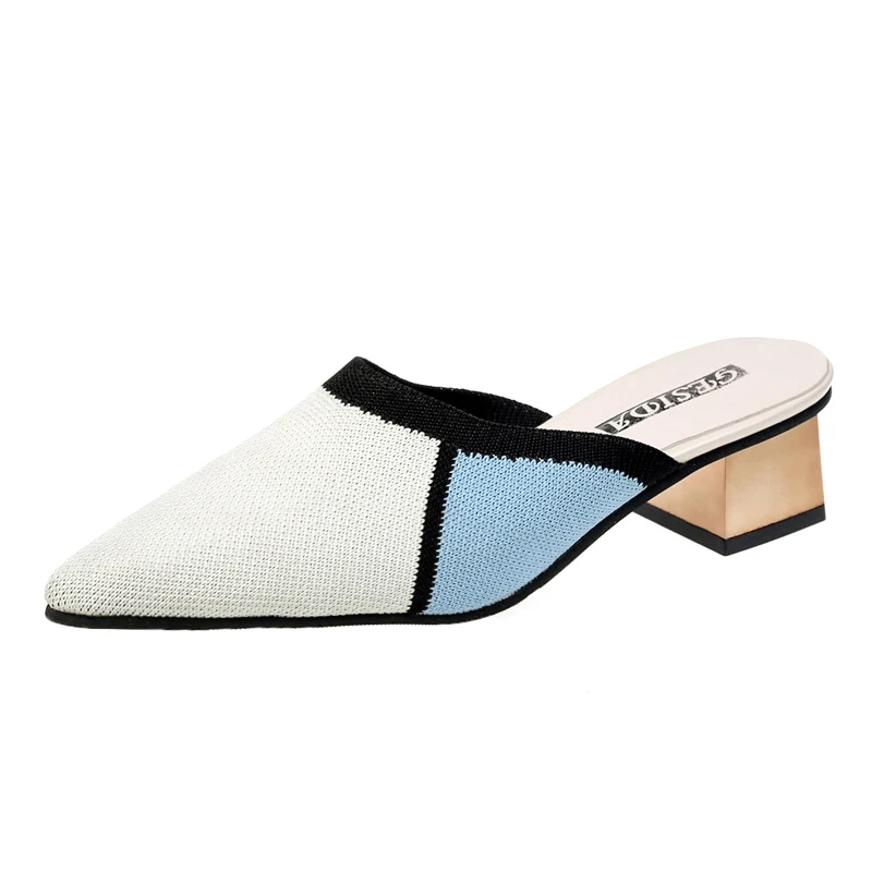 Модные туфли лодочки женская обувь на каблуке без застежки сетчатая для