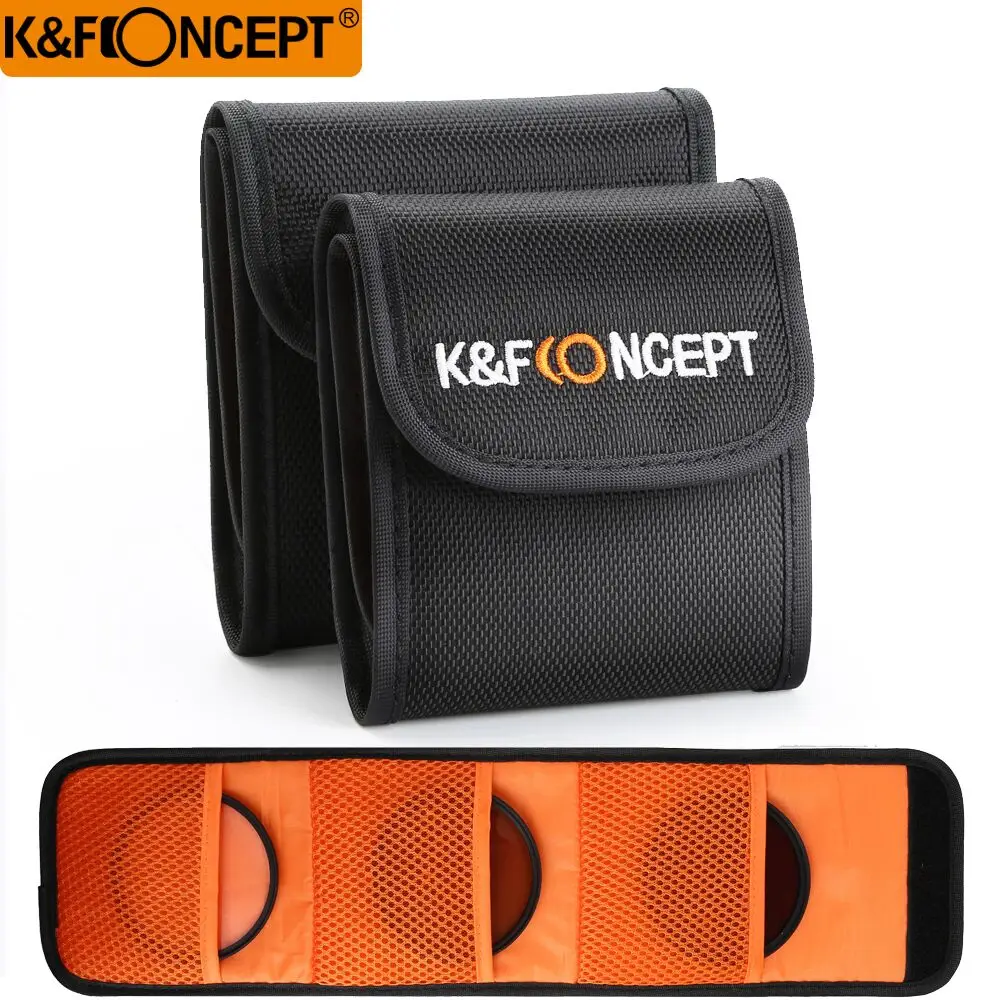 K & F CONCEPT 3 кармана фильтр для объектива чехол фильтра кошелек 49 мм до 77 УФ CPL FLD ND Caemra