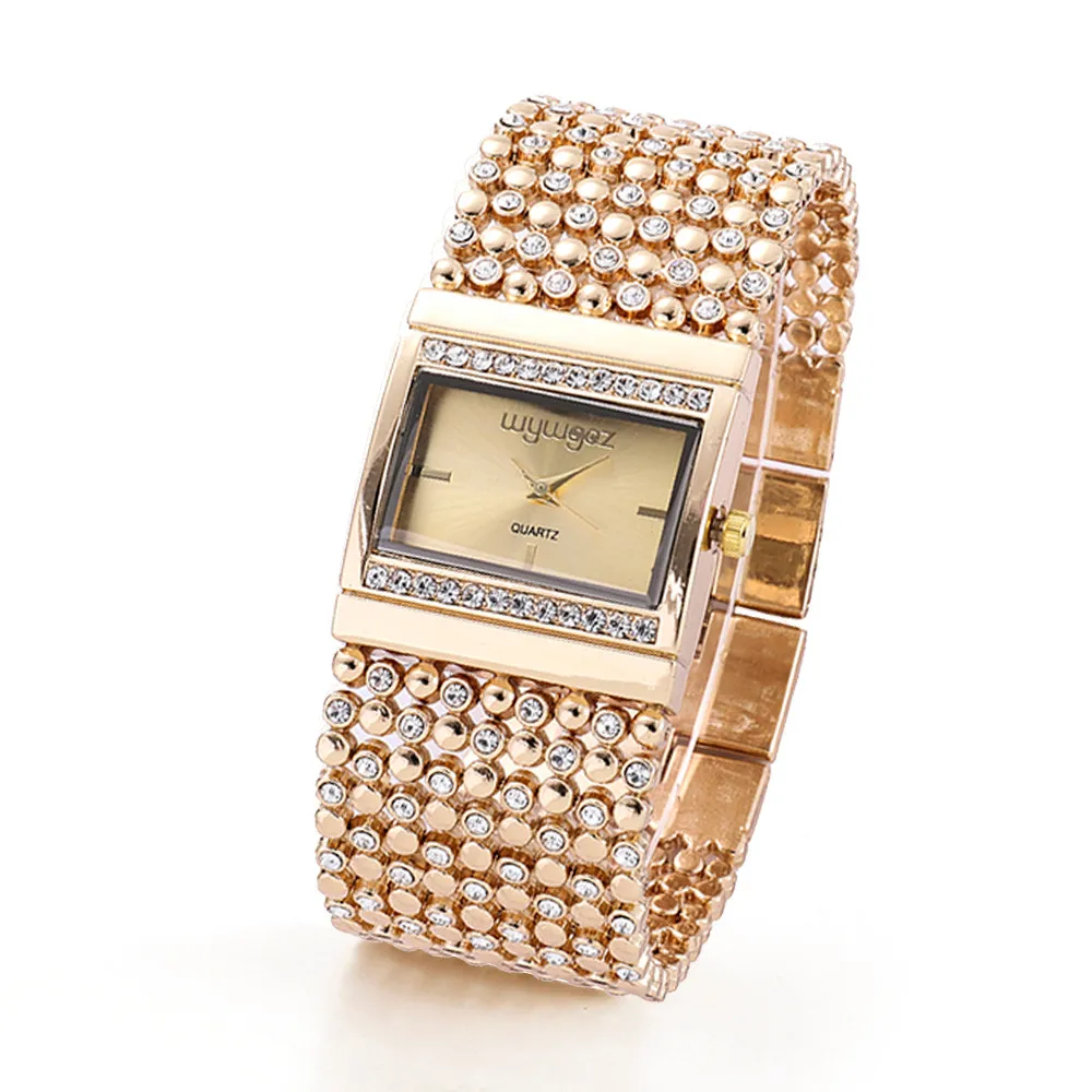 Gold Reloj Mujer женские круглые часы с бриллиантовым браслетом, аналоговые кварцевые наручные часы с механизмом, saat Montre Femme Relogio Feminino часы - Цвет: Gold