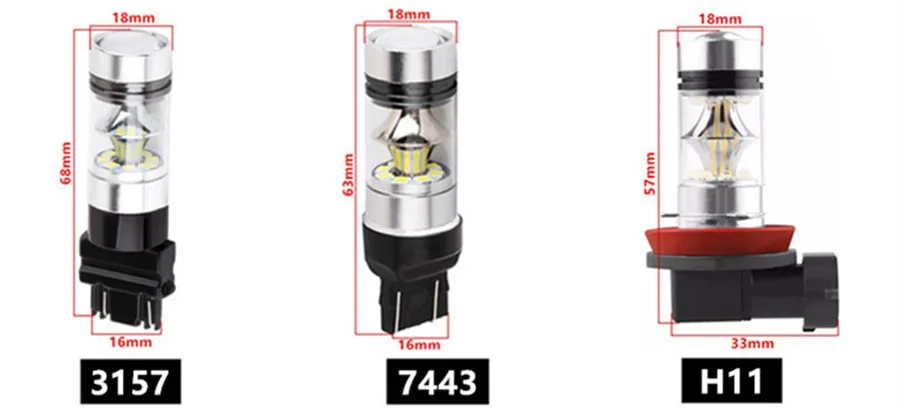 12-24V 100W H1 H4 H7 H8 H11 9005 9006 3157 7443 1156 BA15S 1157 BAY15D автомобиля светодиодный лампы 6000K Cree чип 20SMD автомобилей Противотуманные фары