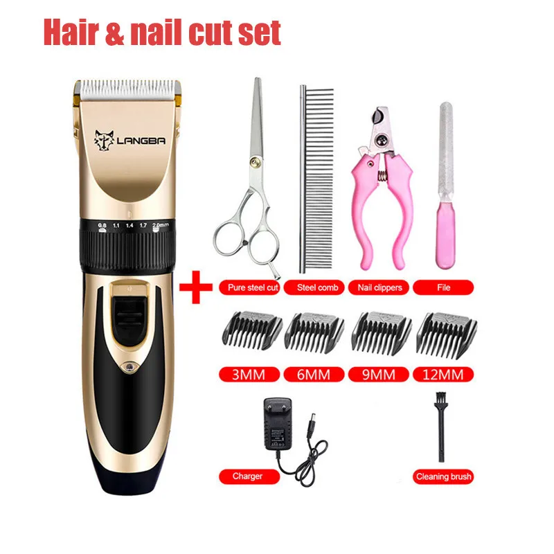 hair and nail cutter Профессиональный электрический набор для ухода за домашними животными, малошумные машинки для стрижки собак и кошек, триммер для домашних животных - Цвет: hair and nail cutter