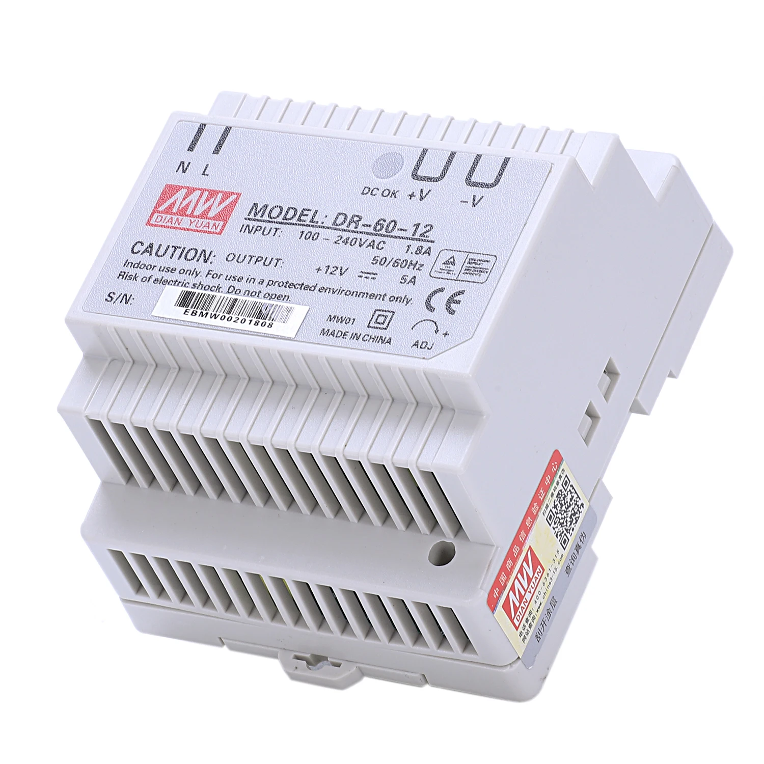 White WSFS Горячая din-рейка источник питания 60 Вт 12 В ac dc преобразователь dr-60-12 источник питания 12 В 60 Вт хорошее качество соответствует EN55022, класс - Цвет: White