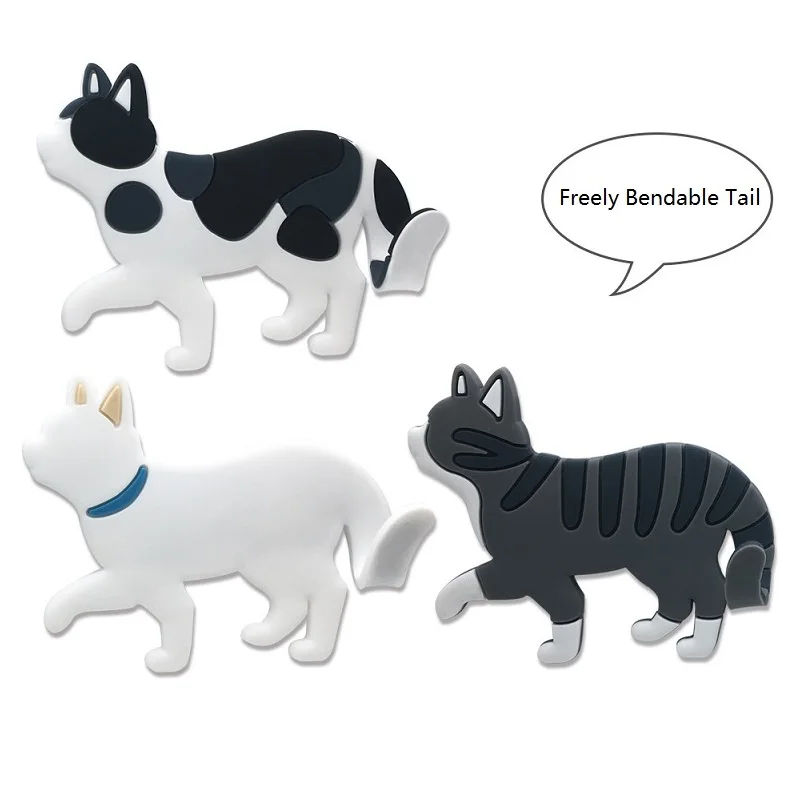 7pcs Freely Bendable Tail Wall Hook Minimalist Fridge Magnet Cat Style Key Holder Magnetic Sticker Home Decoration | Дом и сад