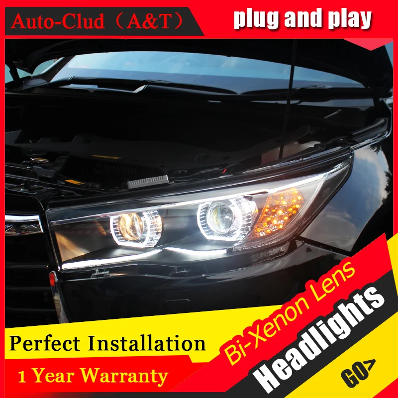 Автомобильный Стайлинг для фары Toyota Highlander головная лампа Angel eye led DRL передний свет