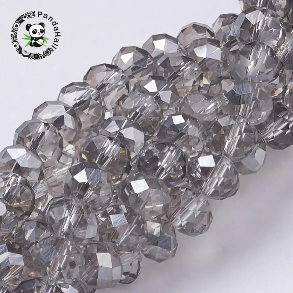 

Electroplate Glass Beads Strands, Half Pearl Luster Plated, Faceted, Abacus, LightGrey, 8x6mm, Hole: 1mm; about 72pcs/strand,