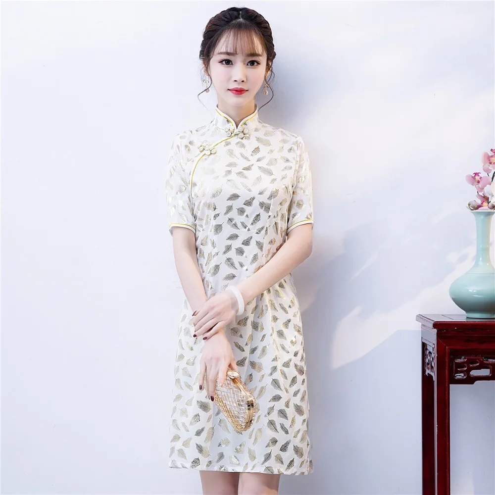 Женское платье Ципао до колена Shanghai Story китайское из искусственного шелка с
