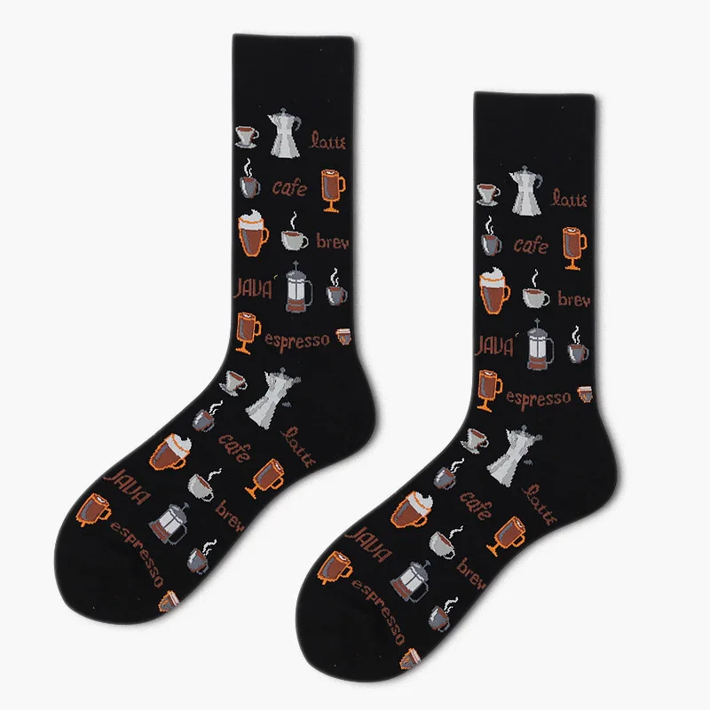 Black Socks Мужские Бизнес Харадзюку хип хоп креативные счастливые носки Забавные часы/платье печать Уличный Скейтборд Skarpetki мужские носки Meias Hombre - Цвет: Black Socks